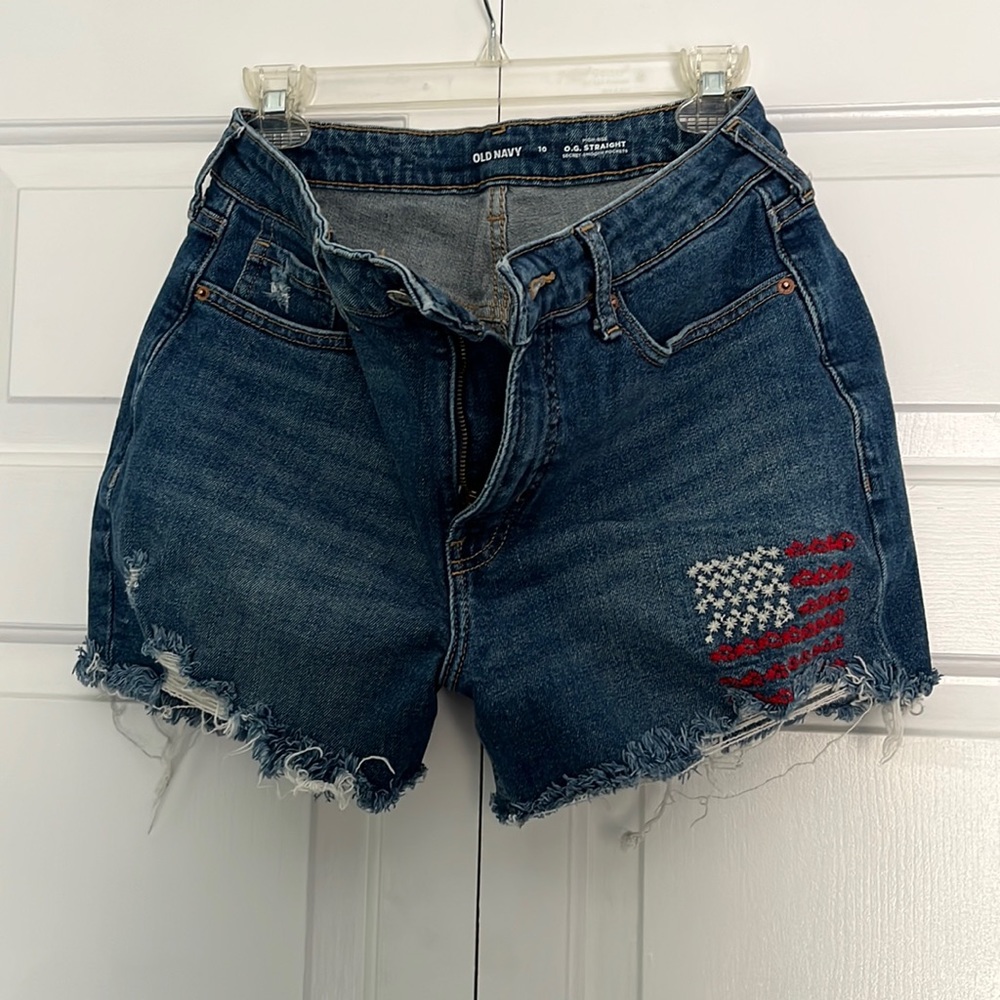 Old Navy Flag Jean Shorts. Size 10